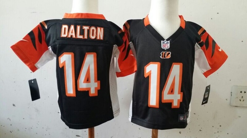 2-6 Years Old Kids Andy Dalton Cincinnati Bengals #14 Black Stitched Nike Jersey