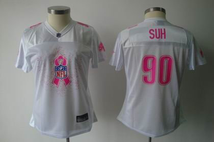 2011 Breast Cancer Awareness Women Fashion Detroit Lions 90 Ndamukong Suh Color white