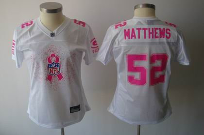 2011 Breast Cancer Awareness Women Fashion Jersey Green Bay Packers 52 Clav Matthews white 2011 Breast Cancer Awareness Women Fashion Jersey Green Bay Packers 52 Clav Matthews white