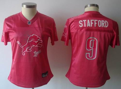 2011 Women FEM FAN Detroit Lions 9 Matthew Stafford Jersey pink