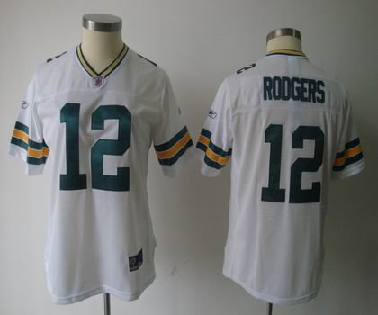 2011 Women team Jersey Green Bay Packers 12 Aaron Rodgers white jerseys 2011 Women team Jersey Green Bay Packers 12 Aaron Rodgers white jerseys