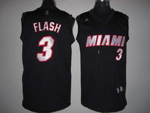 Miami Heat 3 Dwyane Wade Flash black Fashion Jersey Miami Heat 3 Dwyane Wade Flash black Fashion Jersey