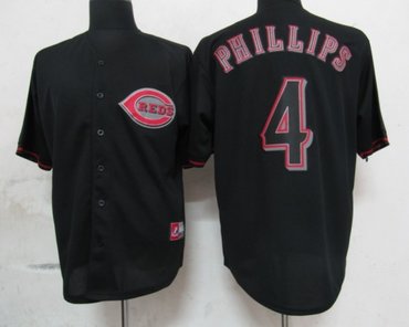 MLB Cincinnati Reds 4 Phillips Black Fashion Jerseys MLB Cincinnati Reds 4 Phillips Black Fashion Jerseys