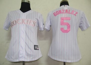 Women Jerseys Colorado Rockies 5 Gonzalez White(Pink strip) Women Jerseys Colorado Rockies 5 Gonzalez White(Pink strip)