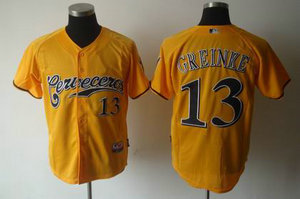Milwaukee Brewers 13 Zack Greinke yellow jerseys Milwaukee Brewers 13 Zack Greinke yellow jerseys