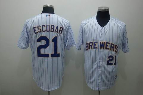 mlb milwaukee brewers #21 escobar white(blue strip) mlb milwaukee brewers #21 escobar white(blue strip)