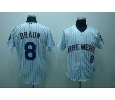 mlb milwaukee brewers #8 braun white(blue strip) mlb milwaukee brewers #8 braun white(blue strip)