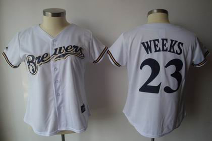 Women Milwaukee Brewers Jerseys 23 Rickie Weeks WHITE JERSEY Women Milwaukee Brewers Jerseys 23 Rickie Weeks WHITE JERSEY