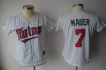 Women Minnesota Twins 7 Joe Mauer jerseys white BLACK strip Women Minnesota Twins 7 Joe Mauer jerseys white BLACK strip