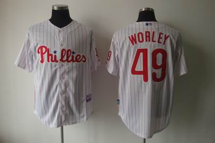 Philadelphia Phillies 49 Vance Worley white strip jersey Philadelphia Phillies 49 Vance Worley white strip jersey