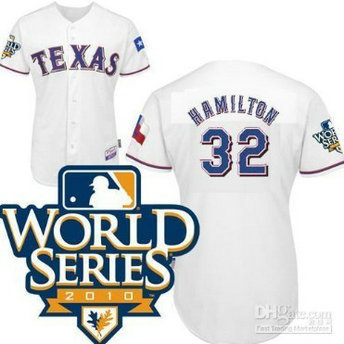 Texas Rangers 32 Hamitlon 2010 World Series White Jersey Texas Rangers 32 Hamitlon 2010 World Series White Jersey