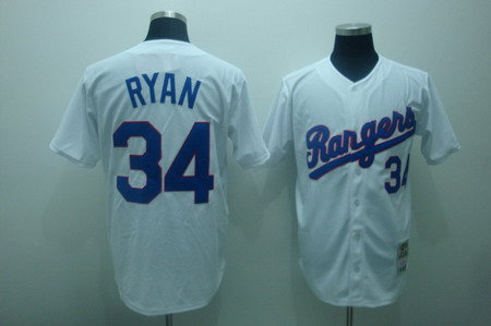 Texas Rangers RYAN #34 Throwback white Jersey Texas Rangers RYAN #34 Throwback white Jersey