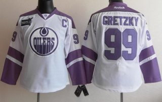 Women Edmonton Oilers 99 Wayne Gretzky White Fights Cancer Jersey Women Edmonton Oilers 99 Wayne Gretzky White Fights Cancer Jersey