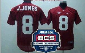 NCAA 2012 BCS National Championship PATCH Alabama Crimson Tide 8 J Jones Red Jersey NCAA 2012 BCS National Championship PATCH Alabama Crimson Tide 8 J Jones Red Jersey