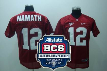 NCAA 2012 BCS National Championship PATCH COLLEGE Alabama Crimson Tide 12 Joe Namath red Jersey NCAA 2012 BCS National Championship PATCH COLLEGE Alabama Crimson Tide 12 Joe Namath red Jersey