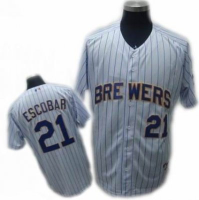 Milwaukee Brewers JERSEYS 21# ESCOBAR white blue strip Milwaukee Brewers JERSEYS 21# ESCOBAR white blue strip
