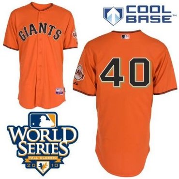 2010 World Series San Francisco Giants 40 Bumgarner Orange Jerseys