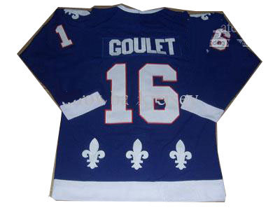Quebec Nordiques #16 Michel Goulet Blue CCM Ice Jersey Quebec Nordiques #16 Michel Goulet Blue CCM Ice Jersey