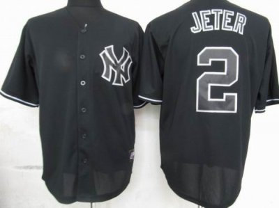 New York Yankees 2# Derek Jeter Pitch Black Fashion Jersey New York Yankees 2# Derek Jeter Pitch Black Fashion Jersey