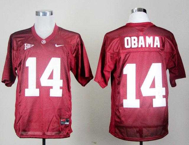 Alabama Crimson Tide 14th Championship Anniversary President Barack Obama 14 Crimson College Football Jersey Alabama Crimson Tide 14th Championship Anniversary President Barack Obama 14 Crimson College Football Jersey