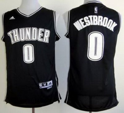 Oklahoma City Thunder #0 Russell Westbrook Black & White Swingman Jersey Oklahoma City Thunder #0 Russell Westbrook Black & White Swingman Jersey