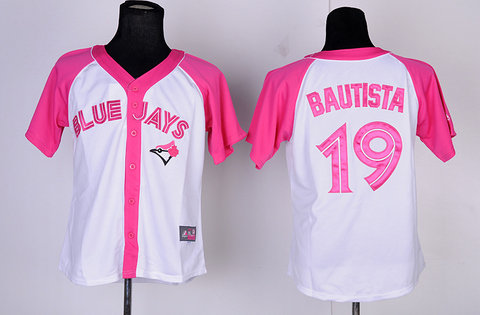 women Toronto Blue Jays 19 BAUTISTA jersey pink-white women Toronto Blue Jays 19 BAUTISTA jersey pink-white