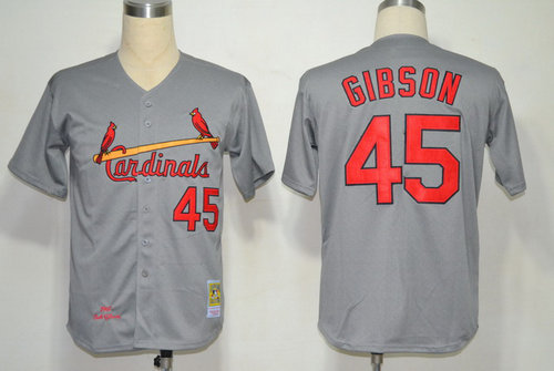 MLB Jerseys St. Louis Cardinals #45 Bob Gibson Grey M&N 1967 MLB Jerseys St. Louis Cardinals #45 Bob Gibson Grey M&N 1967
