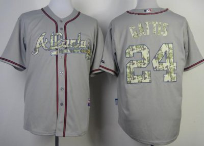 Atlanta Braves 24 Evan Gattis 2013 USMC Grey Cool Base MLB Jersey Camo Number