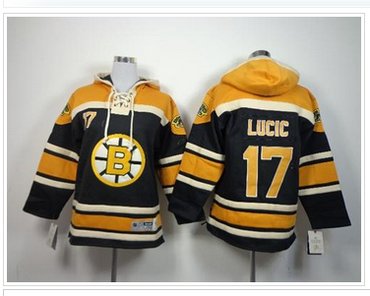 Youth NHL Boston Bruins #17 Milan Lucic Black Sawyer Hooded Sweatshirt Jersey