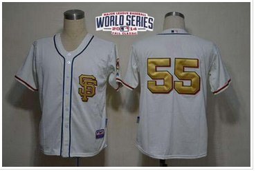 Giants #55 Tim Lincecum Cream Gold No. W 2014 World Series Patch Stitched Baseball Jersey Giants #55 Tim Lincecum Cream Gold No. W 2014 World Series Patch Stitched Baseball Jersey