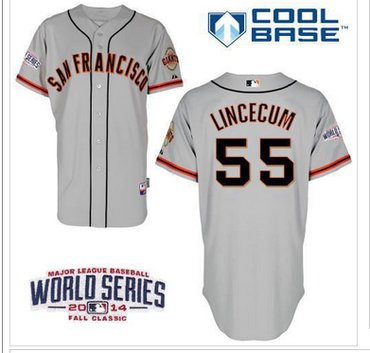 Giants #55 Tim Lincecum Grey Cool Base W 2014 World Series Patch Stitched Baseball Jersey Giants #55 Tim Lincecum Grey Cool Base W 2014 World Series Patch Stitched Baseball Jersey