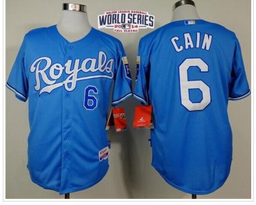 Royals #6 Lorenzo Cain Light Blue Alternate Cool Base W 2014 World Series Patch Stitched Baseball Jersey Royals #6 Lorenzo Cain Light Blue Alternate Cool Base W 2014 World Series Patch Stitched Baseball Jersey