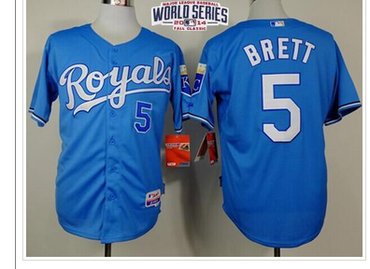 Royals #5 George Brett Light Blue Alternate Cool Base W 2014 World Series Patch Stitched Baseball Jersey Royals #5 George Brett Light Blue Alternate Cool Base W 2014 World Series Patch Stitched Baseball Jersey