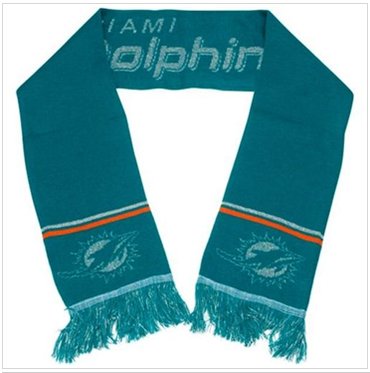 Miami Dolphins Aqua Green Metallic Thread Scarf