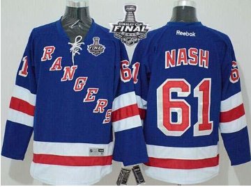 Rangers #61 Rick Nash Blue Home With 2014 Stanley Cup Finals Stitched NHL Jersey Rangers #61 Rick Nash Blue Home With 2014 Stanley Cup Finals Stitched NHL Jersey