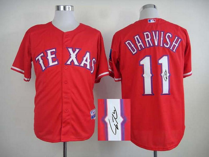 Texas Rangers #11 Yu Darvish red MLB Jerseys(Signed) Texas Rangers #11 Yu Darvish red MLB Jerseys(Signed)