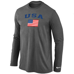 USA Olympics USA Flag Collection Locker Room Long Sleeve T-Shirt D.Grey USA Olympics USA Flag Collection Locker Room Long Sleeve T-Shirt D.Grey