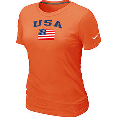 USA Olympics USA Flag Collection Locker Room Women's T-Shirt Orange