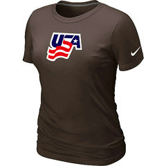 New USA Graphic Legend Performance Collection Locker Room Women's T-Shirt Brown