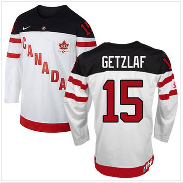 Olympic CA. #15 Ryan Getzlaf White 100th Anniversary Stitched NHL Jersey
