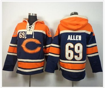 Nike Bears #69 Jared Allen Navy Blue Sawyer Hooded Sweatshirt NFL Hoodie