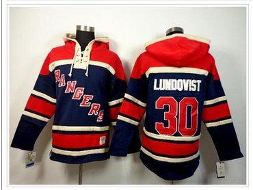 New York Rangers #30 Henrik Lundqvist Navy Blue Sawyer Hooded Sweatshirt Stitched NHL Jersey