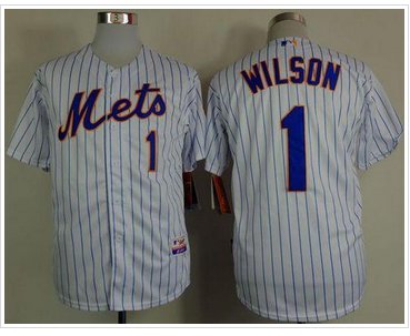 New York Mets #1 Mookie Wilson White(Blue Strip) Home Cool Base Stitched Baseball Jersey New York Mets #1 Mookie Wilson White(Blue Strip) Home Cool Base Stitched Baseball Jersey