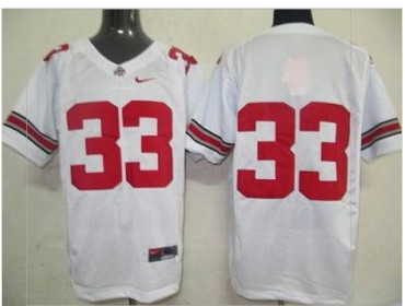 Buckeyes #33 White Embroidered NCAA Jersey