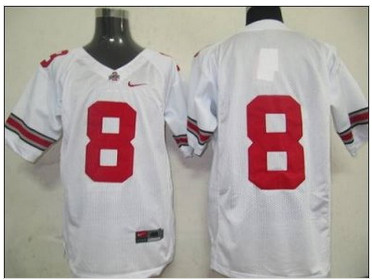 Buckeyes #8 White Embroidered NCAA Jersey Buckeyes #8 White Embroidered NCAA Jersey