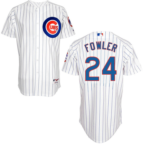 Chicago Cubs 24# Fowler White Authentic Personalized Home Jersey