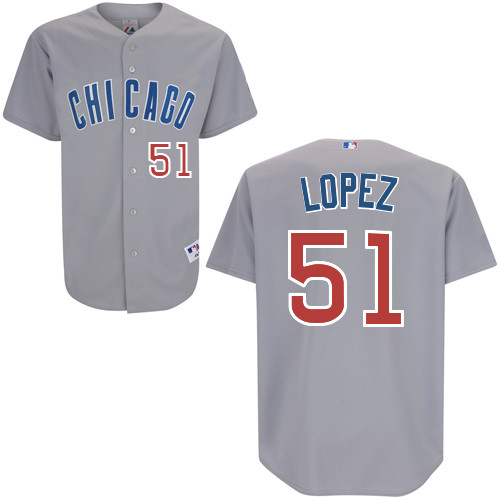 Chicago Cubs 51# Lopez Grey Authentic Personalized Road Jersey