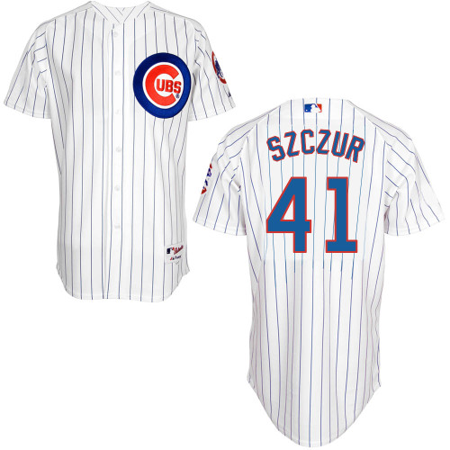 Chicago Cubs 41# Szczur White Authentic Personalized Home Jersey