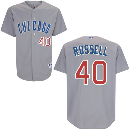 Chicago Cubs 40# Russell Grey Authentic Personalized Road Jersey-2