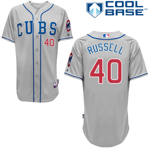 Chicago Cubs 40# Russell Grey Authentic Personalized Road cool Jersey